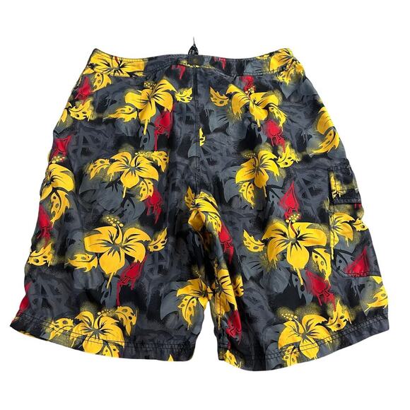Vtg MCD Board Shorts Men's Size 34 Gray Yellow Hawaiian Surf Beach Swim Trunks - Picture 1 of 5